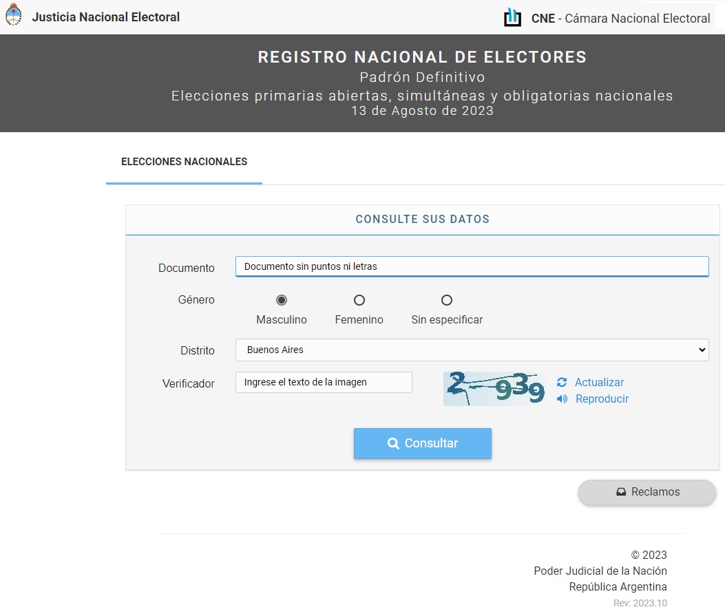 Habilitaron El Padrón Electoral Para Las Paso 2023 El Reclamo 0165